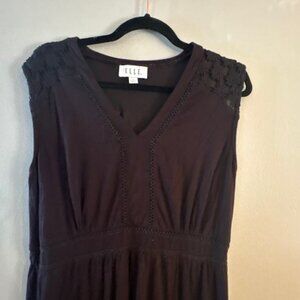 Elegant Black Sleeveless Elle Maxi Dress with Lace Detail